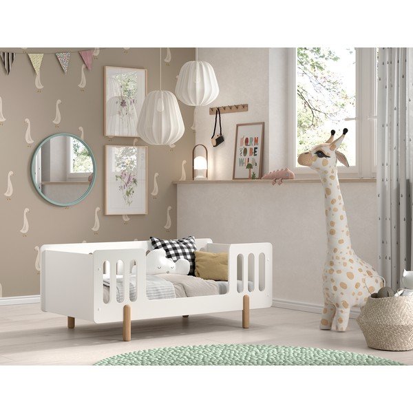 Vaikiška lova iš pušies masyvo baltos spalvos 70x140 cm SMILE – Vipack-image-1