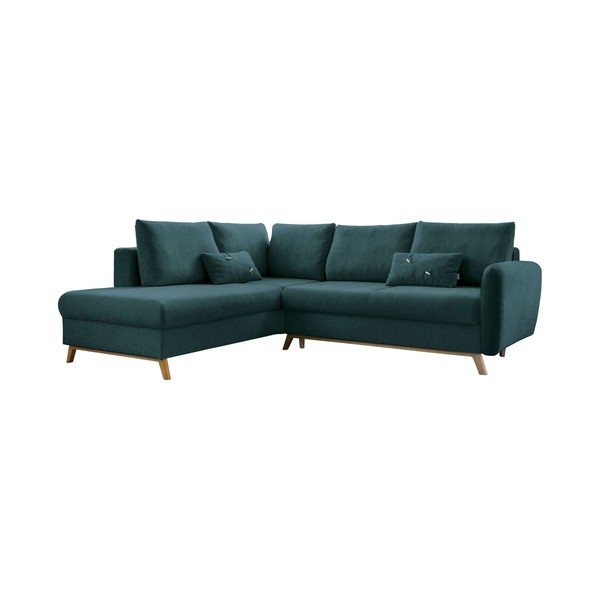 Turkio spalvos sofa-lova Miuform Scandic Lagom L, kairysis kampas