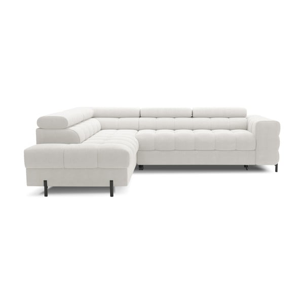 Kreminės spalvos iš boucle sulankstoma/su sandėliavimo vieta kampinė sofa (su kairiuoju kampu/„L“ formos) Ferucce – ELTAP-image-2
