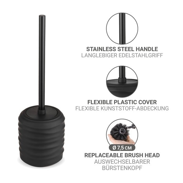 Juodos spalvos iš keramikos tualeto šepetys Illana – Wenko-image-2