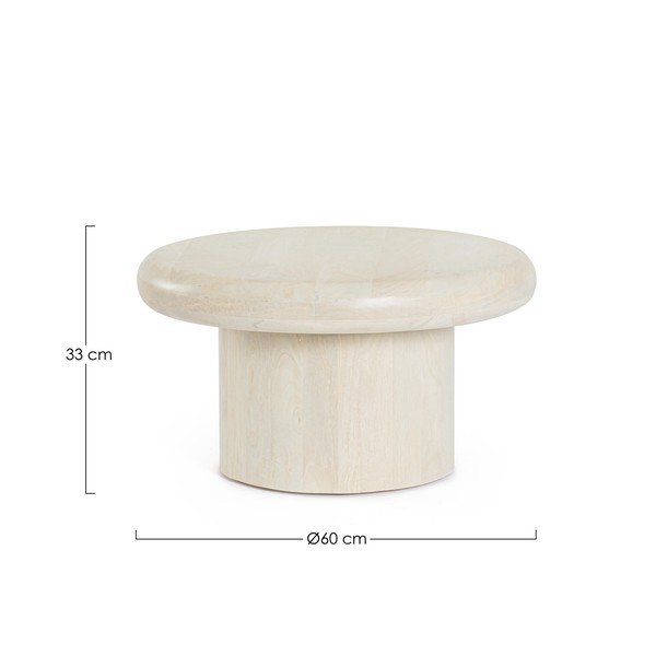 Kreminės spalvos iš mango masyvo apvalios formos kavos staliukas ø 60 cm Lopez – Bizzotto-image-3