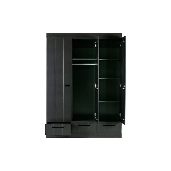 Juoda pušies medienos konstrukcijos spinta WOOOD Connect, 140 cm pločio-image-3