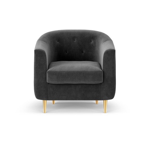 Tamsiai pilkas aksominis krėslas Kooko Home Corde-image-2