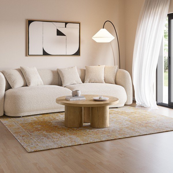 Natūralios spalvos apvalios formos kavos staliukas iš ąžuolo ø 100 cm Arancha – MOME-image-1