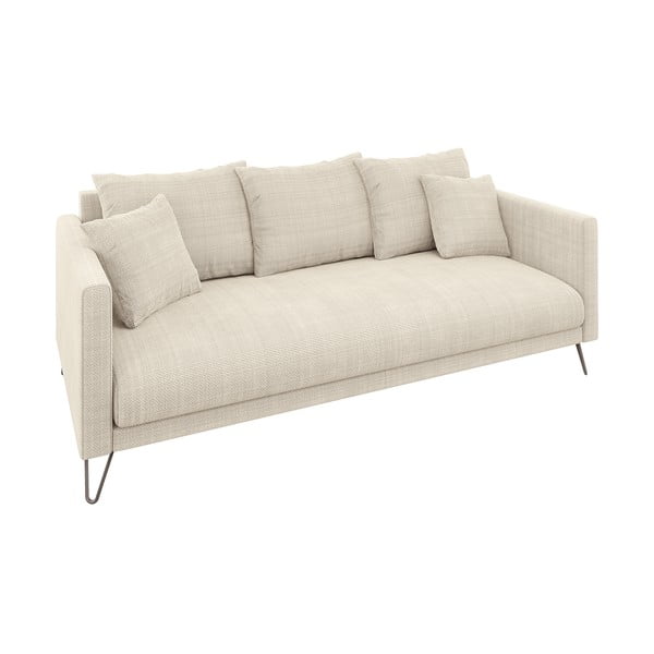 Kreminės spalvos iš šenilinio audinio sofa 200 cm Freya – Ropez