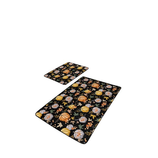 Vonios kilimėliai juodos spalvos/oranžinės spalvos 2 vnt. 60x100 cm – Mila Home