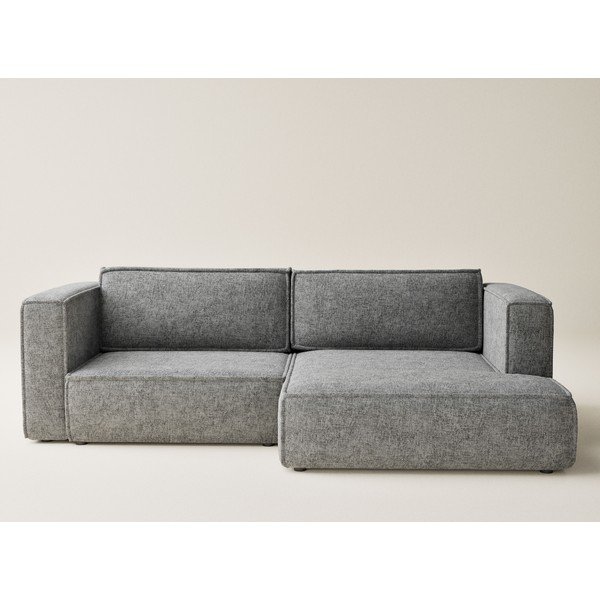 Pilkos spalvos sulankstoma/su sandėliavimo vieta kampinė sofa iš šenilinio audinio (su dešiniuoju kampu/su gultu) Velto – Maison de Rêve-image-2