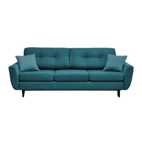 Turkio spalvos trijų vietų sofa-lova su juodomis kojomis Mazzini Sofas Jasmin