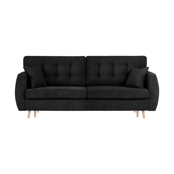 Juodos spalvos trivietė sofa-lova su saugykla "Cosmopolitan Design Amsterdam", 231 x 98 x 95 cm