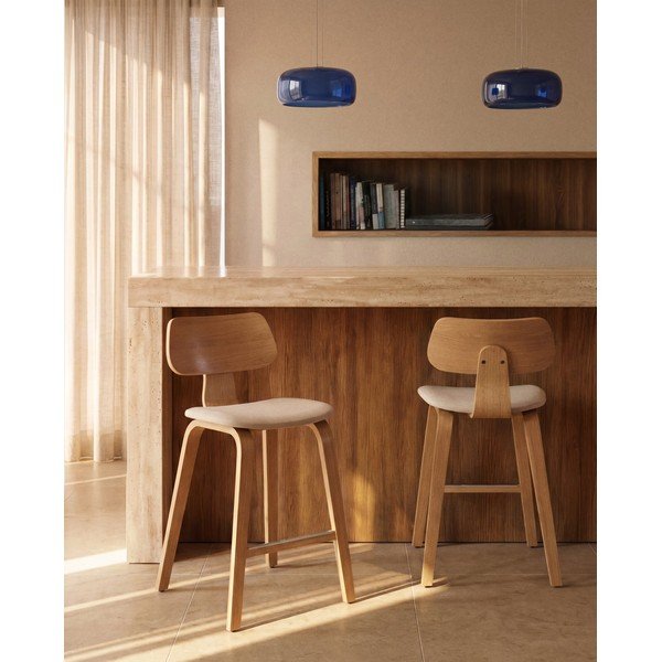 Tamsiai mėlynos spalvos kabantis šviestuvas LED ø 38 cm su stiklo gaubtu Reig – Kave Home-image-2