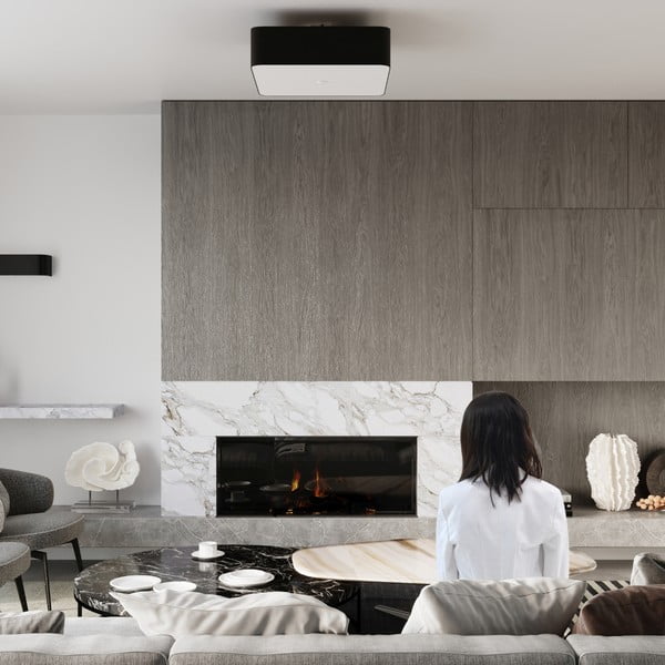 Lubinis šviestuvas juodos spalvos 55x55 cm su stiklo gaubtu/su tekstiliniu gaubtu Kortez – Sollux-image-4