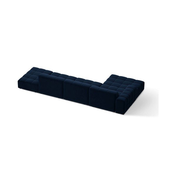 Tamsiai mėlynos spalvos kampinė sofa iš velveto (su kairiuoju kampu/su gultu) Chicago – Cosmopolitan Design-image-1