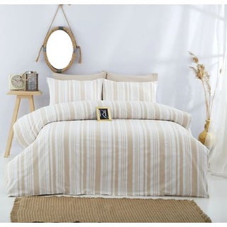 Dvigulė/itin ilga patalynė smėlio spalvos iš medvilnės 200x220 cm – Mila Home