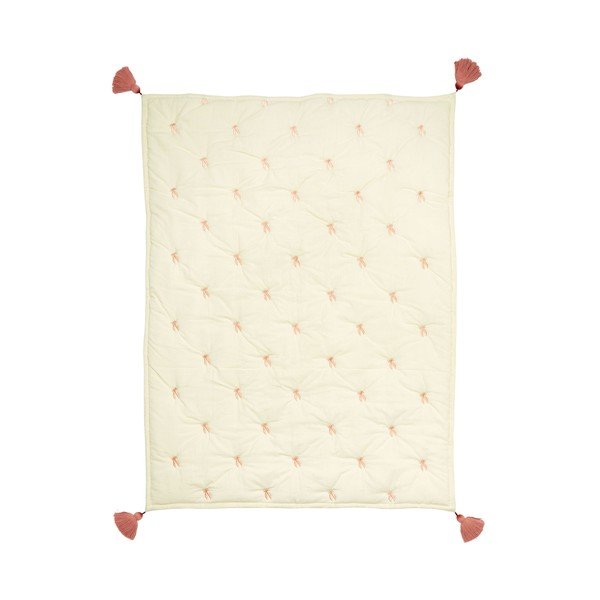 Šviesiai geltonos spalvos/rožinės spalvos iš organiškos medvilnės dygsniuotas vaikiškas pledas 90x120 cm Bows – Cam Cam Copenhagen-image-3