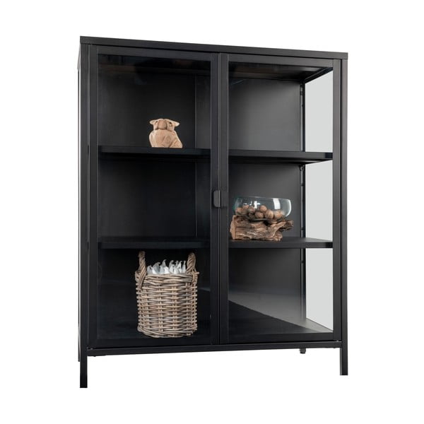 Iš metalo vitrina juodos spalvos 80x101,5 cm Brisbane – House Nordic-image-3