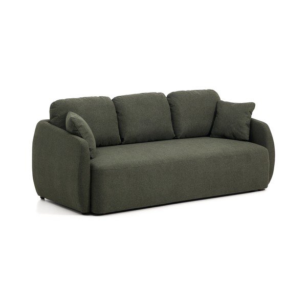 Tamsiai žalios spalvos sulankstoma sofa iš šenilinio audinio 218 cm Laira – Kave Home-image-2