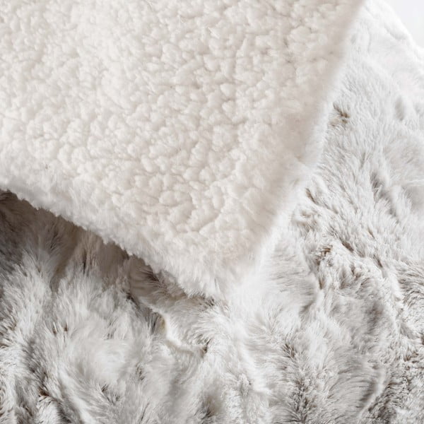 Pilkai smėlinės spalvos iš dirbtinio kailio antklodė ir pledas 180x220 cm Alaska – douceur d'intérieur-image-3