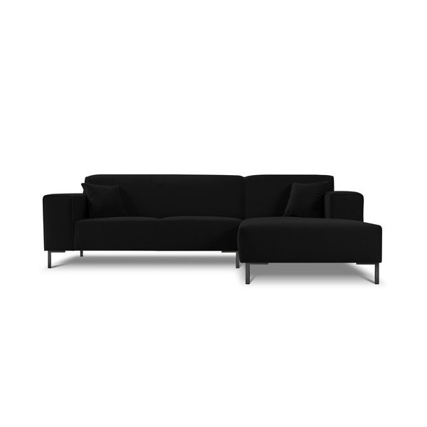 Juoda aksominė kampinė sofa Cosmopolitan Design Siena, kampas dešinėje-image-3