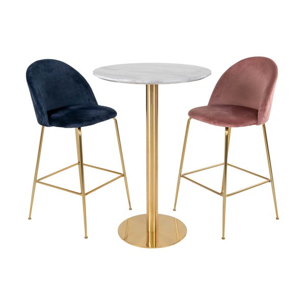 Apvalios formos baro stalas su marmuro dekoro stalviršiu ø 70 cm Bolzano – House Nordic-image-3
