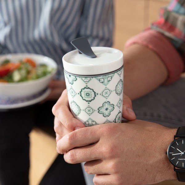 Žalias ir baltas porcelianinis kelioninis termopuodelis Villeroy & Boch Like To Go, 350 ml-image-1
