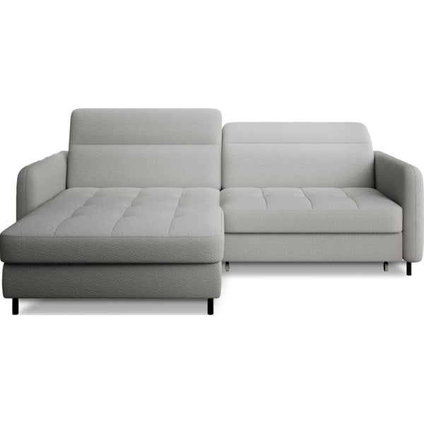 Pilkos spalvos iš boucle sulankstoma/su sandėliavimo vieta kampinė sofa (su kairiuoju kampu/su gultu) Gomsi – ELTAP