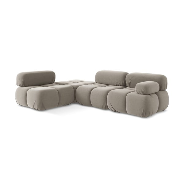 Smėlio spalvos iš velveto modulinė kampinė sofa (su kairiuoju kampu) Lokua – Makamii-image-3