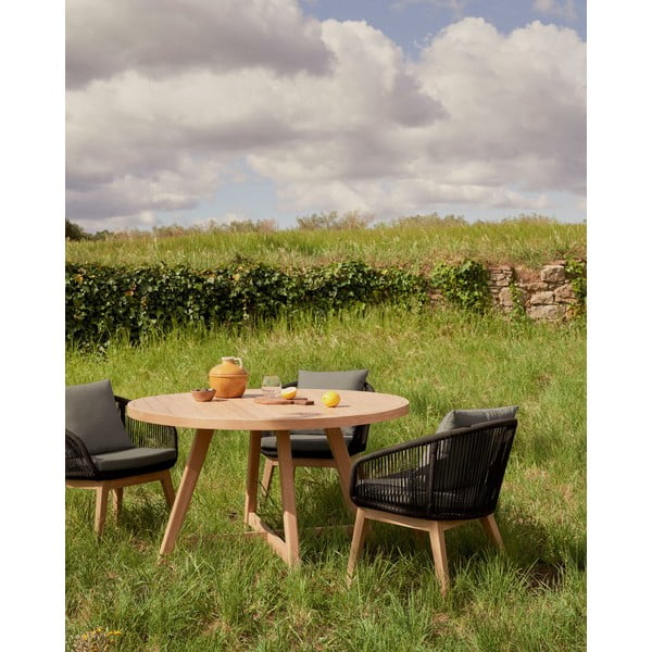 Apvalus sodo valgomojo stalas iš eukalipto medienos ø 130 cm Urqell - Kave Home-image-1