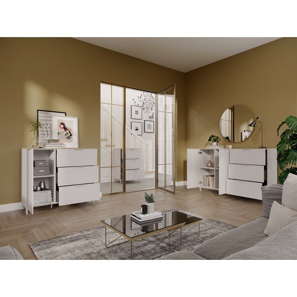 Kreminės spalvos matinis spintelė 68x98x40 cm Savoca – Germania-image-1