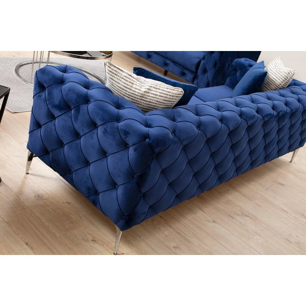 Sofa tamsiai mėlynos spalvos iš velveto 237 cm Como – Artie-image-3