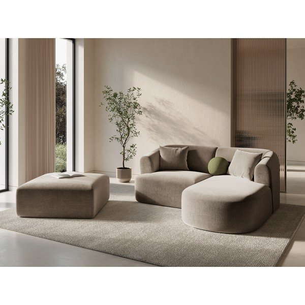 Šviesiai rudos spalvos taburetė iš velveto Campi – Cosmopolitan Design-image-1