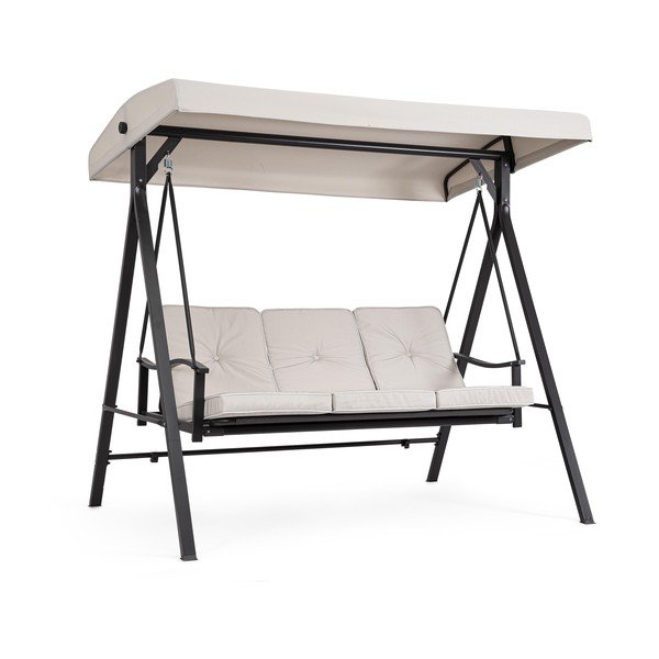 Antracito spalvos/smėlio spalvos metalinis sodo supamasis suoliukas Taurus – Bizzotto