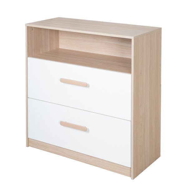 Su vystymo stalu vaikiška šoninė spintelė baltos spalvos/natūralios spalvos iš ąžuolo 88x98x75 cm Cabane – Roba-image-3
