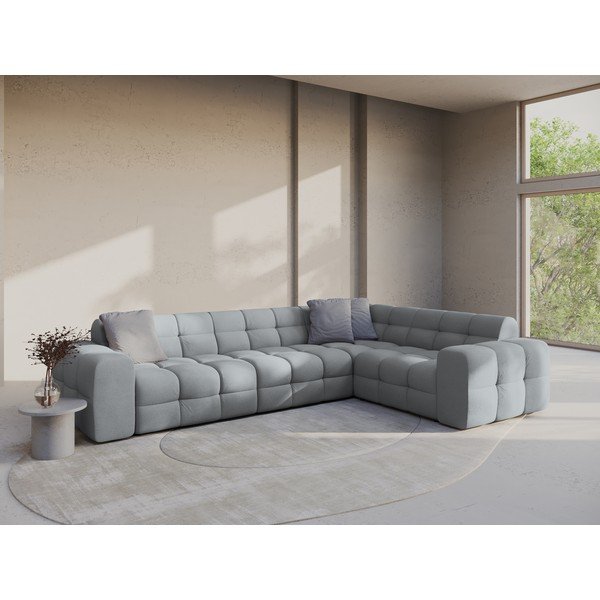 Pilkos spalvos kampinė sofa (su dešiniuoju kampu/„L“ formos) Kendal – Micadoni -image-1