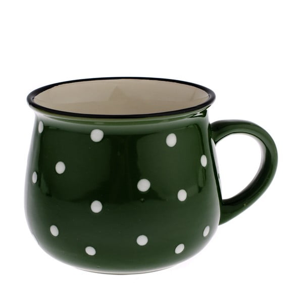 Žalios spalvos keraminis puodelis su taškeliais "Dakls Premio", 770 ml