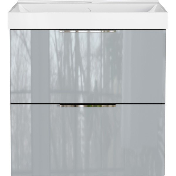 Pilkos spalvos blizgus pakabinama spintelė po kriaukle 61x65 cm Celano – Germania-image-3
