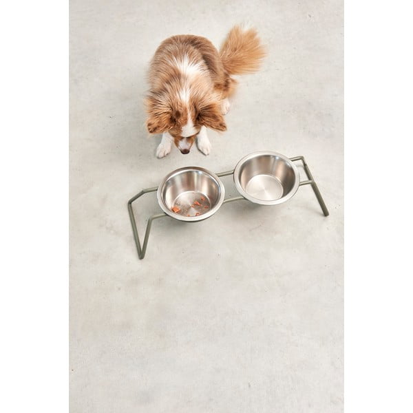 Iš nerūdijančio plieno dubenėlių komplektas su stovu šuniui Cena Grollive M – MiaCara-image-3