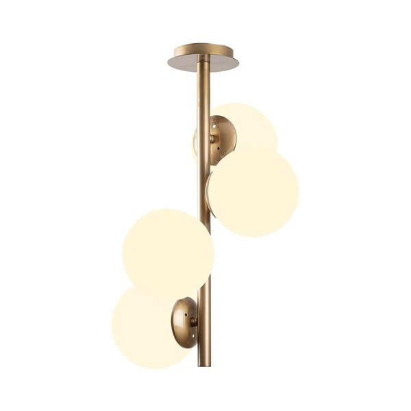Baltos spalvos/žalvario spalvos lubinis šviestuvas ø 15 cm su stiklo gaubtu Faze – Opviq lights-image-2