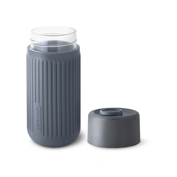 Tamsiai pilkos spalvos iš stiklo kelioninis puodelis (ne termo) 340 ml – Black + Blum-image-4