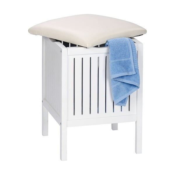 Balta medinė taburetė su daiktadėže Wenko Oslo-image-1