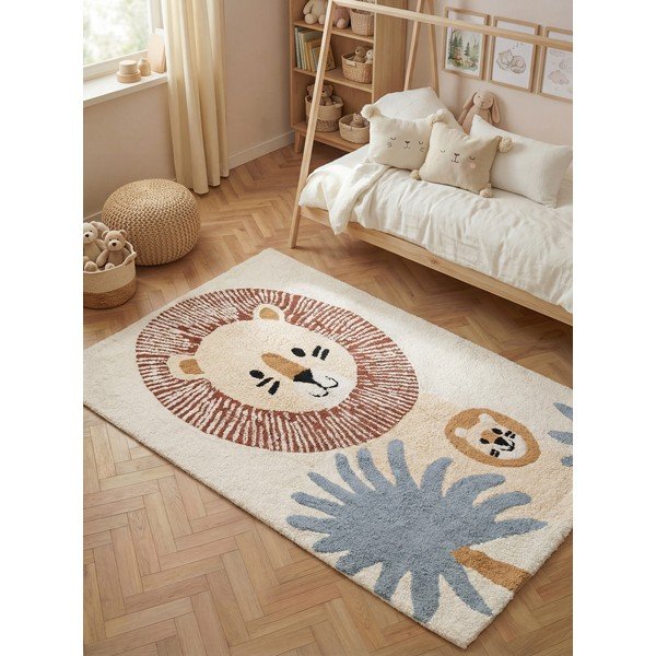 Skalbiamas/rankų darbo kreminės spalvos iš medvilnės vaikiškas kilimas 140x200 cm Snuggle Leander – Hanse Home-image-1
