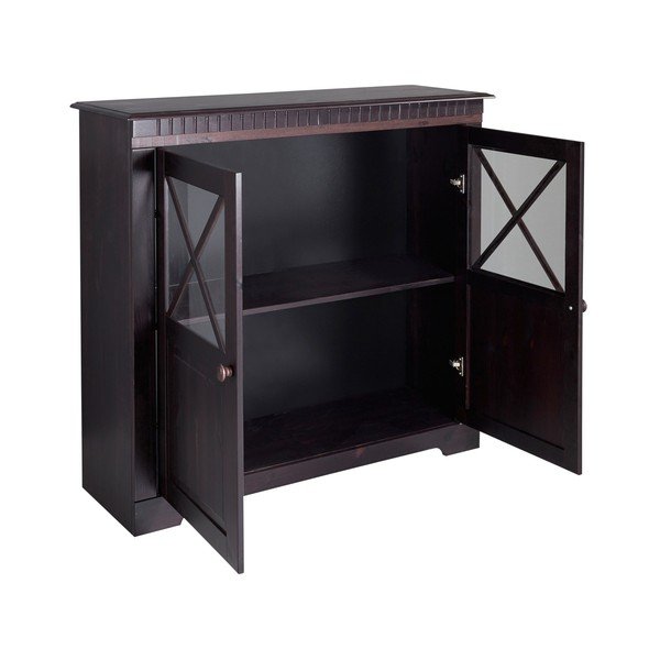 Iš pušies masyvo vitrina tamsiai rudos spalvos 95x35 cm Lisa – Støraa-image-2