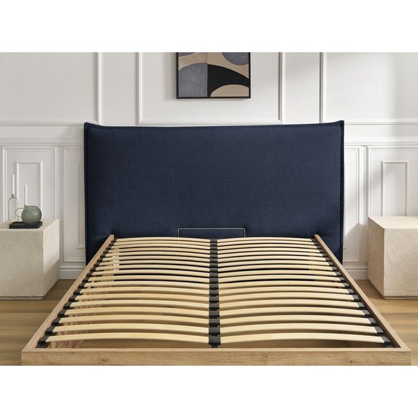 Mėlynos spalvos iš audinio dvigulė lova audiniu dengta/iš medžio drožlių plokštės su sandėliavimo vieta su lovos grotelėmis 180x200 cm Charlie – Bobochic Paris-image-4