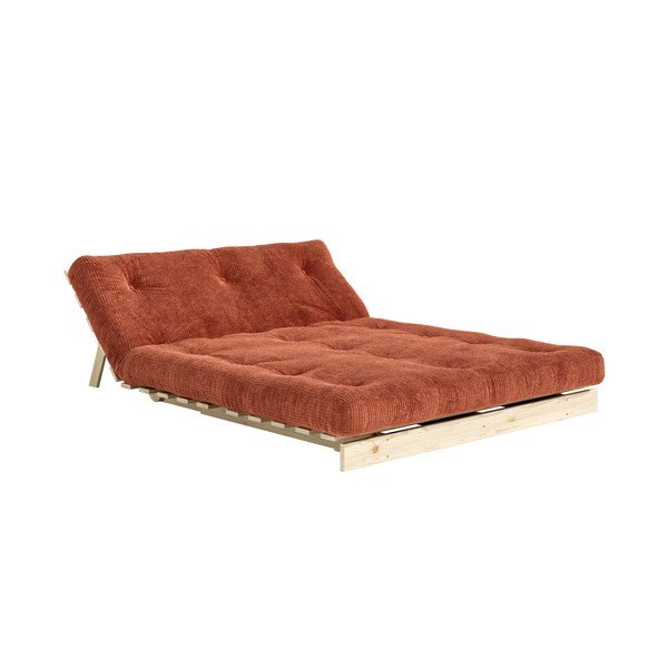 Terakotos spalvos sulankstoma sofa iš kordinio velveto 140 cm Roots – Karup-image-4