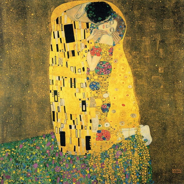 Gustav Klimt reprodukcija The Kiss, 70 x 70 cm