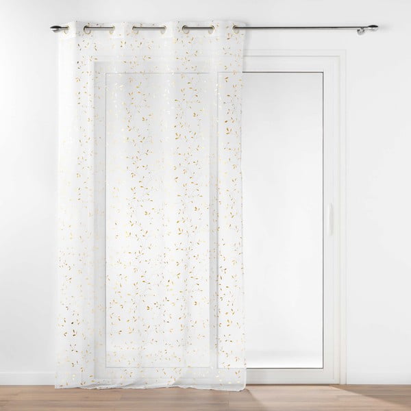 Baltos spalvos/auksinės spalvos iš šydo permatoma užuolaida 140x280 cm Floressia – douceur d'intérieur-image-1