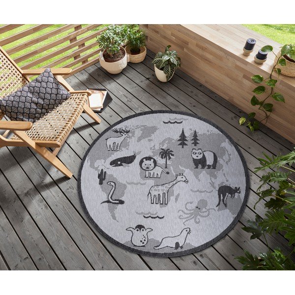 Apvalios formos kilimas pilkos spalvos ø 120 cm Animal World – Hanse Home-image-1