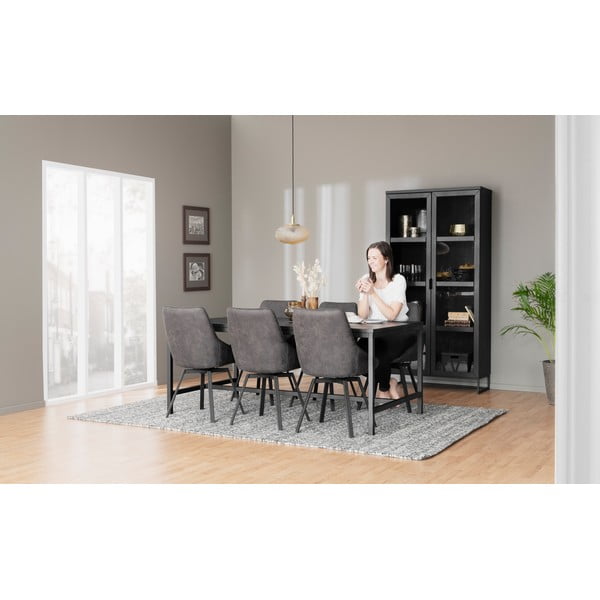 Juoda vitrina iš ąžuolo medienos 95x195 cm Everett - Rowico-image-1