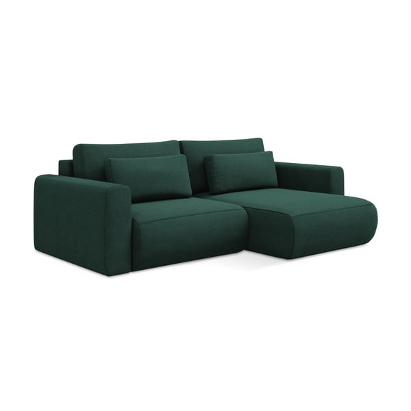 Žalios spalvos sulankstoma/su sandėliavimo vieta kampinė sofa (su dešiniuoju kampu/su gultu) Kapua – Makamii-image-1