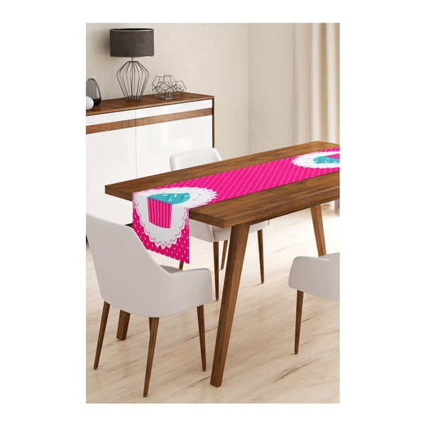 Minimalistiniai pagalvėlių užvalkalai Pink Cupcake mikropluošto staltiesė, 45 x 145 cm