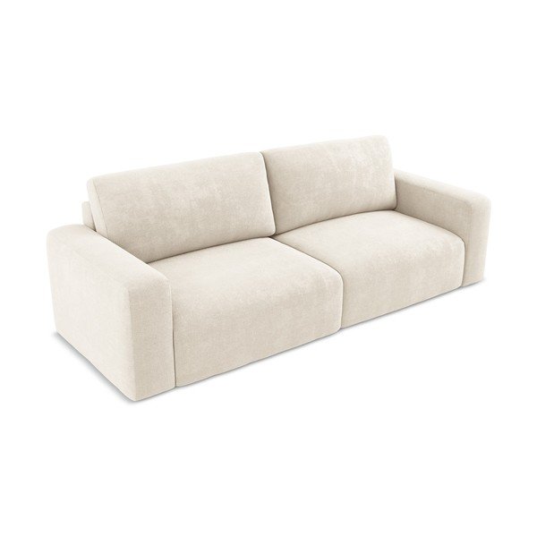 Kreminės spalvos sulankstoma/su sandėliavimo vieta sofa iš šenilinio audinio 252 cm Kona – Makamii-image-3